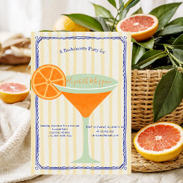 Convites Martini Yellow Stripes Bachelorette