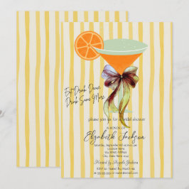 Convites Martini Yellow Stripes Bow Bridal Shower