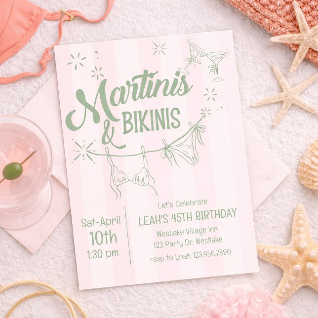 Convites Martinis & Bikinis Birthday Invitation | Pool Part (Criador carregado)