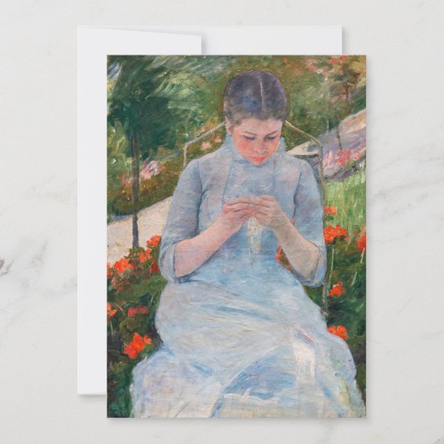 Convites Mary Cassatt - Garota costurando um jardim (Frente)