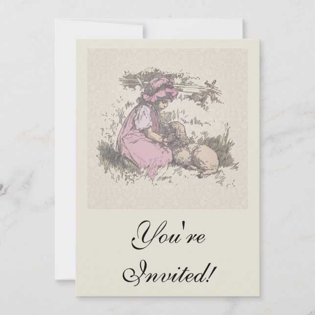 Convites Mary tinha um pequeno Rhyme de cordeiro (Frente)