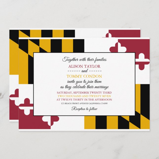 Convites Marylander Flag, Flag of Maryland Wedding (Frente/Verso)