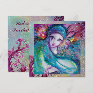 Convites MÁSCARA AZUL SENHORA Elegante Festa de Máscaras Ca