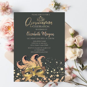 Convites Máscara, Confetes Pontos Máscara de Festa Quinceañ