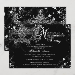 Convites Máscara de Brilho Estrela Noite de Mascarada Quinc