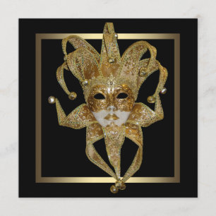 Convites Máscara de Carnaval Veneziano Dourado Festa de Mas