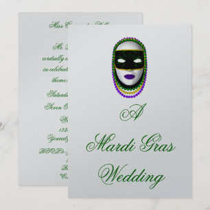 Convites Máscara de "Casamento Mardi Gras" - Preto/Verde/P
