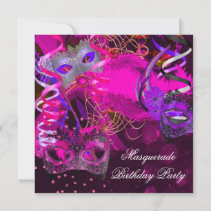 Convites Máscara de Fantasia para Festa de Aniversário Roxo
