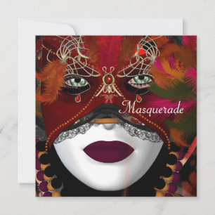 Convites Máscara de Festa Baile de Máscaras Preto Vermelho