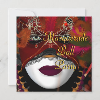 Convites Máscara de Festa Baile de Máscaras Preto Vermelho
