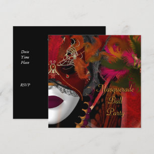 Convites Máscara de Festa de Baile de Mascarada Preto Verme