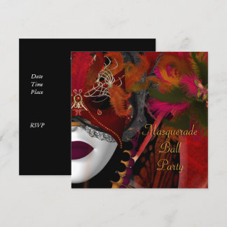 Convites Máscara de Festa de Baile de Mascarada Preto Verme