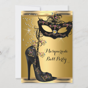 Convites Máscara de festa de baile de máscaras dourado pret