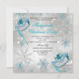 Convites Máscara de floco de neve prateado azul Festa de Na