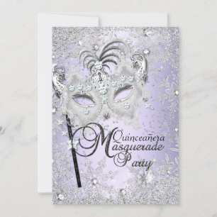 Convites Máscara de floco de neve roxo Quinceanera mascarad