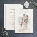 Convites Máscara de Foto de Aquarela Terracotta Floral<br><div class="desc">Trendy e elegante, este simples convite de casamento de arte, terracotta, design de cores, apresenta sua foto favorita na frente, atrás de um papel de aquarela falso e máscara de foto, fazer que sua imagem se pareça com uma pintura de aquarela. "Celebrar conosco" em texto elegante, incluindo caligrafia manuscrita. O...</div>
