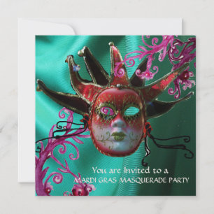 Convites MÁSCARA DE JESTER VERMELHO PRETO, Mascarada