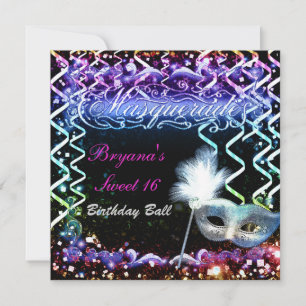 Convites Máscara de Mascarada Brilho Arco-Íris Festa de Ani