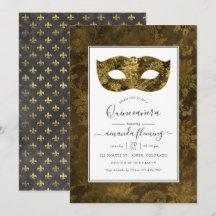 Máscara de Quinceañera Dourada Vintage