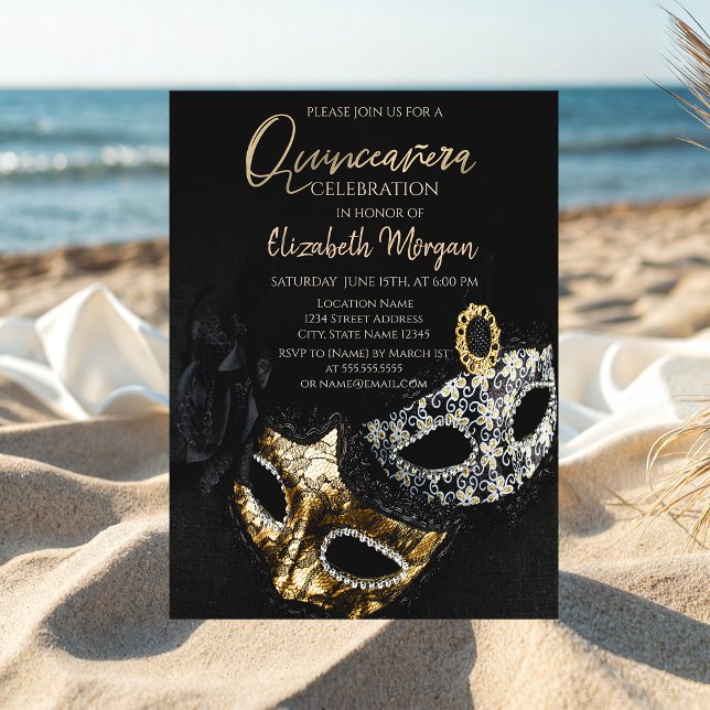 Convites Máscara Elegante de Confetes, Mascarada Quinceañer (Criador carregado)