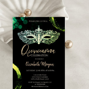 Convites Máscara Elegante, Máscara Chic Quinceañera