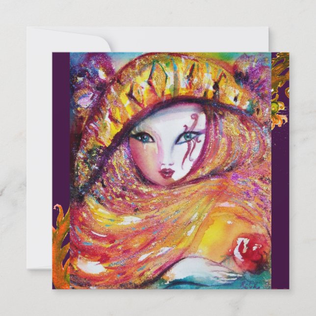 Convites MÁSCARA EM AMARELO, FESTA DE MARDI GRAS champanhe  (Frente)