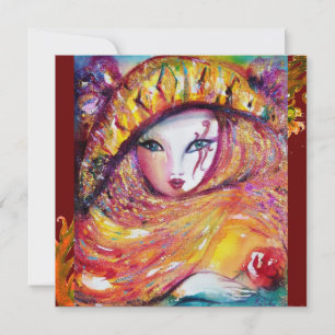 Convites MÁSCARA EM AMARELO, FESTA DE MARDI GRAS roxo verme