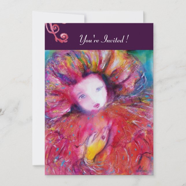 CONVITES MÁSCARA EM VERMELHO/FESTA DE MASCARADA DE GRAS MAR (Frente)