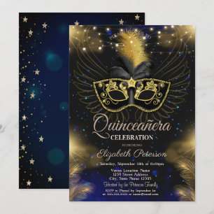 Convites Máscara,Luzes de Corda,Estrelas Azul Quinceañera