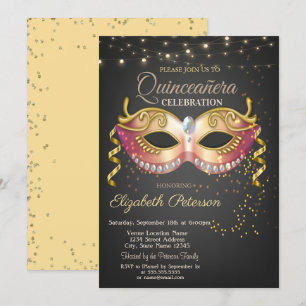 Convites Máscara,Luzes,Diamantes Mascarada Quinceañera