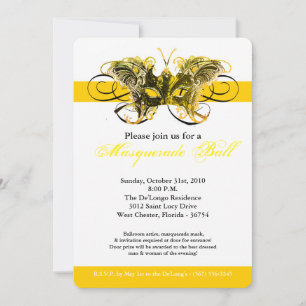 Convites Máscara Mascarada de Máscara de Borboleta Amarela