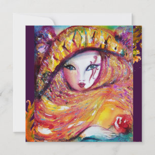 Convites MÁSCARA NO AMARELO, FESTA MARDI GRAS, vermelho rox