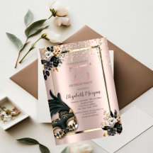Máscara Rosas Pretas Confete Rosa Dourado 75º