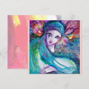 Convites MÁSCARA SENHORA AZUL Festa de Máscaras Rosa Azul T