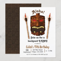 Máscara Tiki de Madeira Aloha Polinésio Aniversári