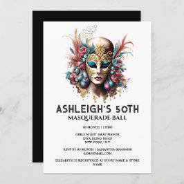 Convites Mascarada 50º aniversário Máscara de senhoras vene