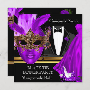 Convites Mascarada Ball Purple Tie Party