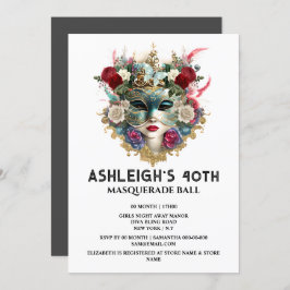 Convites Mascarada de aniversário de mulheres venezianas fa