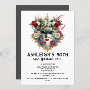 Convites Mascarada de aniversário de mulheres venezianas fa