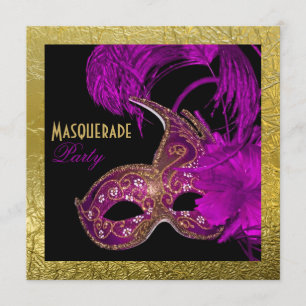 Convites Mascarada Doce 16 folhas de ouro roxo