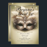 Convites Mascarada Doce Dourado 16 Foto Aniversário<br><div class="desc">Personalize como quiser. Substitua a foto no verso por sua própria foto ou remova a foto juntos.</div>
