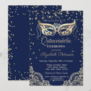Convites Mascarada,Luzes de Corda,Lace,Diamantes Quinceañer