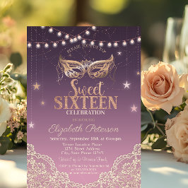 Convites Mascarada,Luzes de Corda,Renda Sweet 16