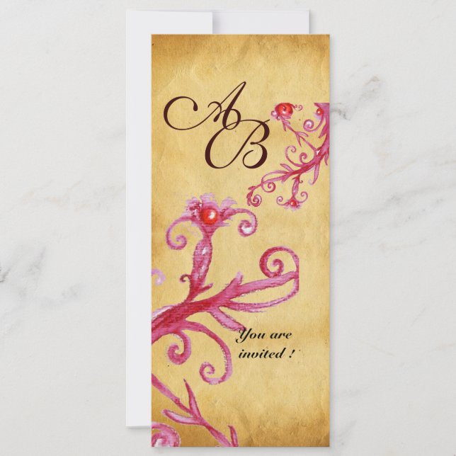 CONVITES MASCARADA MAGIC BERRIES MONOGRAM, (Frente)