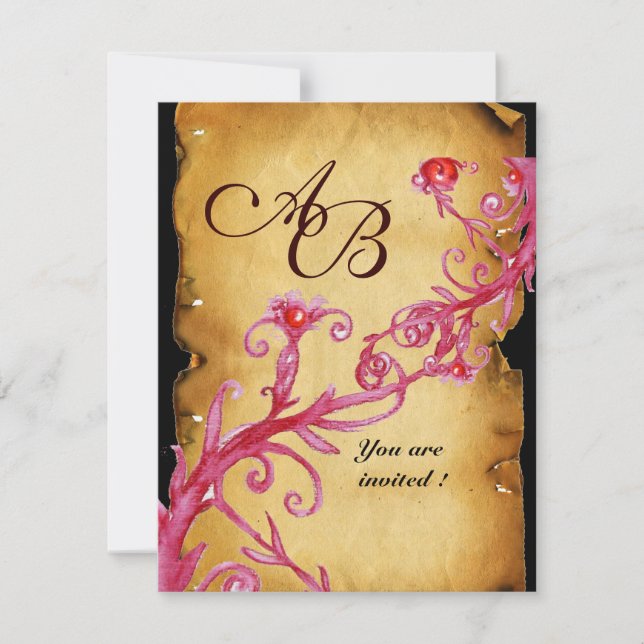 CONVITES MASCARADA MAGIC BERRIES MONOGRAM, (Frente)