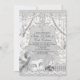 Convites Mascarada Pearls Diamond Bling Invitation
