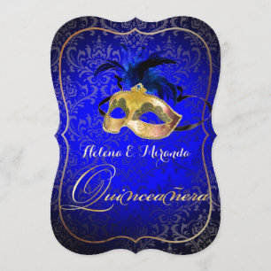 Convites Mascarada PixDezines/Azul/corDIY!