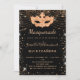 Convites Mascarada preto-ouro-brilho Quinceanera luxo (Frente)