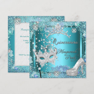 Convites Mascarada Quinceanera 15º Festa Tiara Azul Sapato