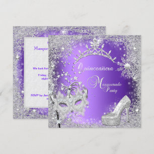 Convites Mascarada Quinceanera 15º Tiaro Sapato Roxo